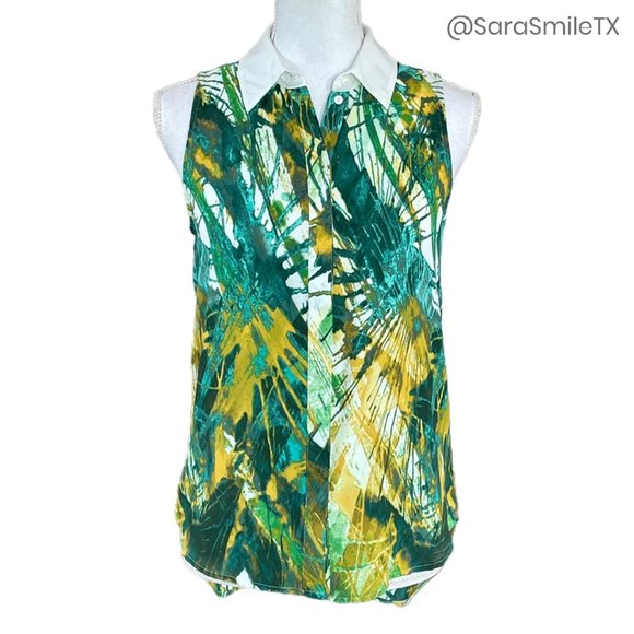 MOSSIMO Abstract Print Sleeveless Button Down Top - Picture 1 of 11